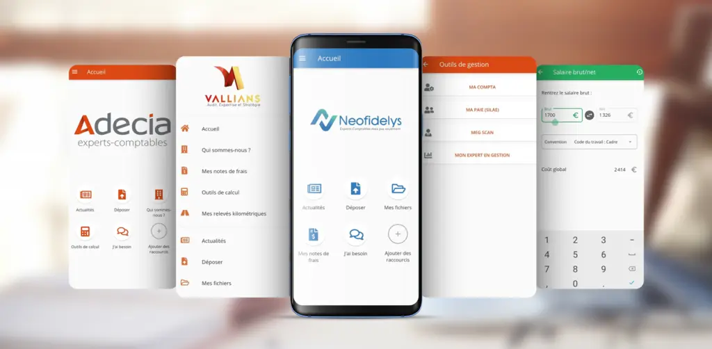 Visuel applications mobiles pour les cabinets d'experts comptables
